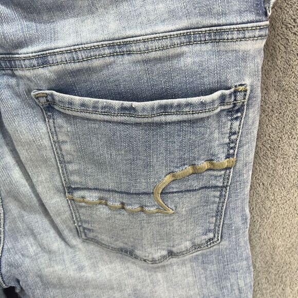 American Eagle Denim Jeans Women 8 Blue Light Wash Skinny Mid Rise Super Stretch - Picture 4 of 10